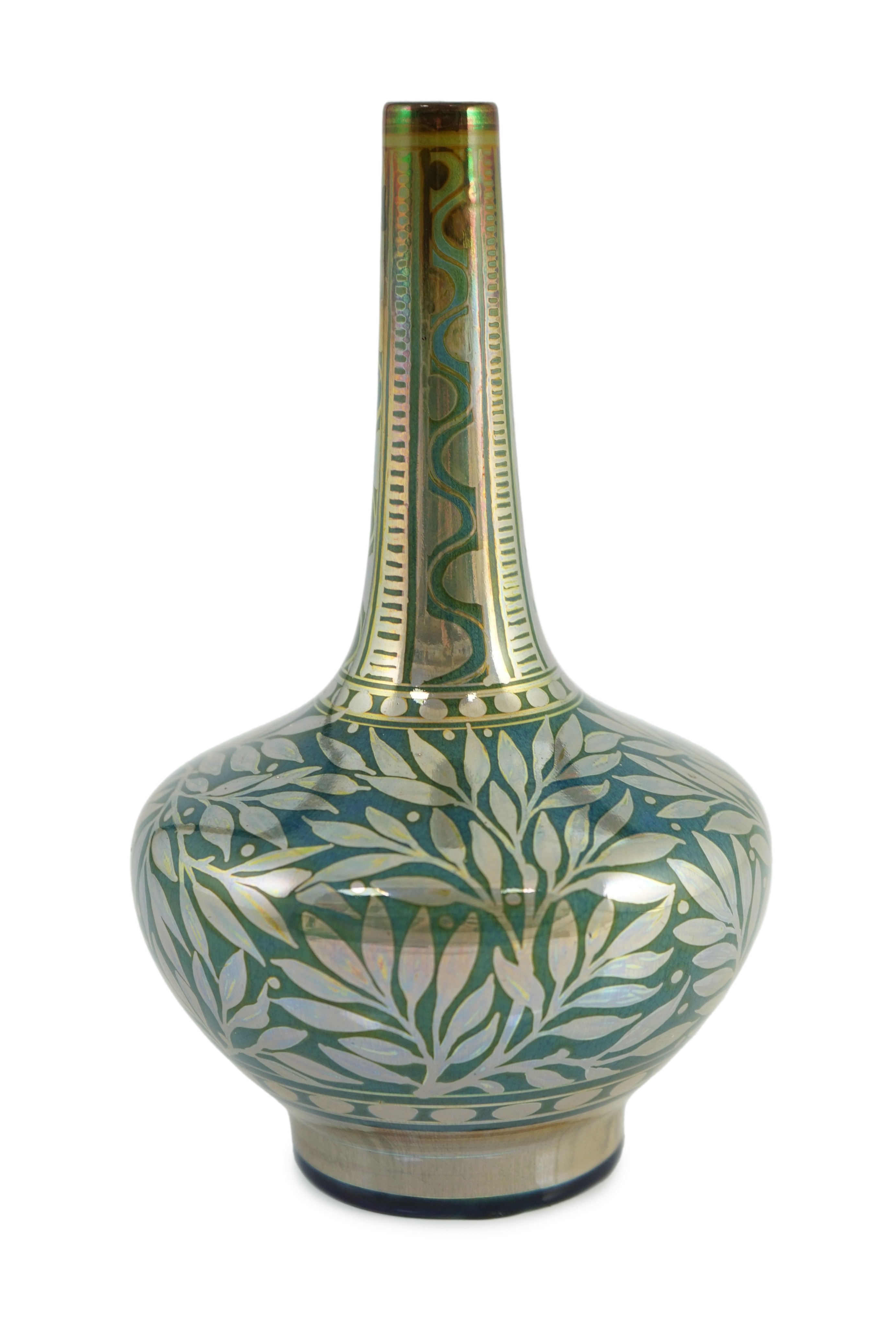 A Pilkington’s Lancastrian lustre bottle vase, by William S. Mycock, 21.5cm high